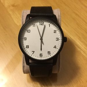 White Aldo Watch with Genuine Leather black band